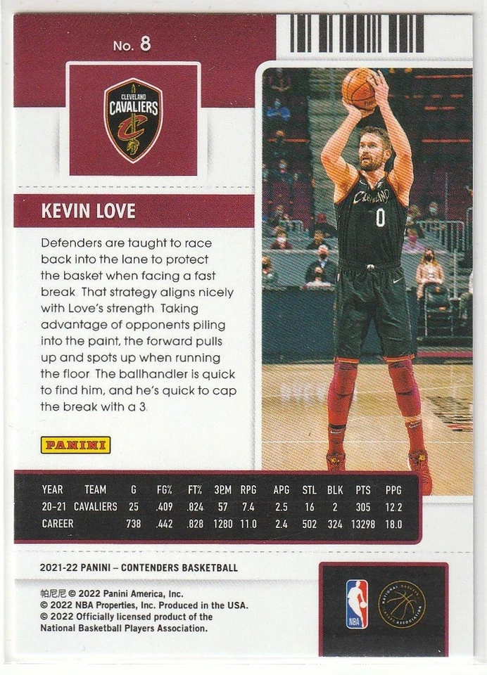 2021-22 Panini Contenders Kevin Love Season Ticket Green #8 - image 2 of 2