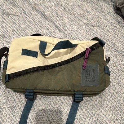 Topo Designs Hiking Waist Pack Green Beige Zip Closure Adjustable Size