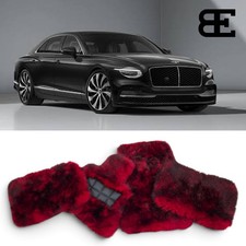 Genuine Sheepskin 4PC Floor Mats For Bentley Flying Spur Extra Plush Red Black