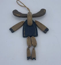 Wooden Moose Painted Hanging Decoration