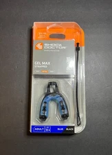 NIB Shock Doctor Gel Max Strapped Blue & Black Sports Mouthguard Adult Age 11+