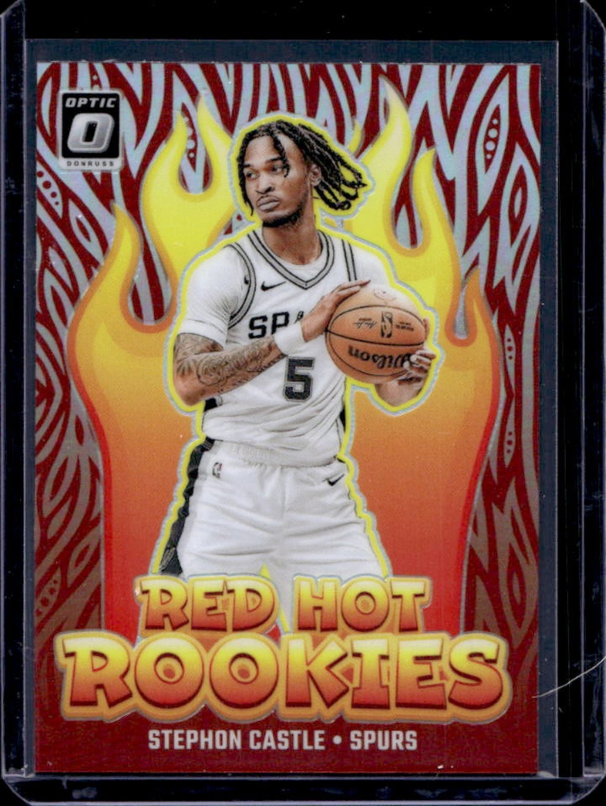 2024-25 Donruss Optic Stephon Castle Red Hot Rookies Holo RC #13 Spurs