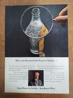Shweppers Tonic Water 1970 Vintage Print Ad Magnifying Glass Bubbly