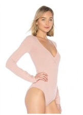 Free People Soft Pink Long Sleeve Bodysuit, super soft and cozy size XS