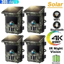 4K UHD Wildlife Trail Camera Solar Power 85MP Hunting Game IR Night Vision WiFi