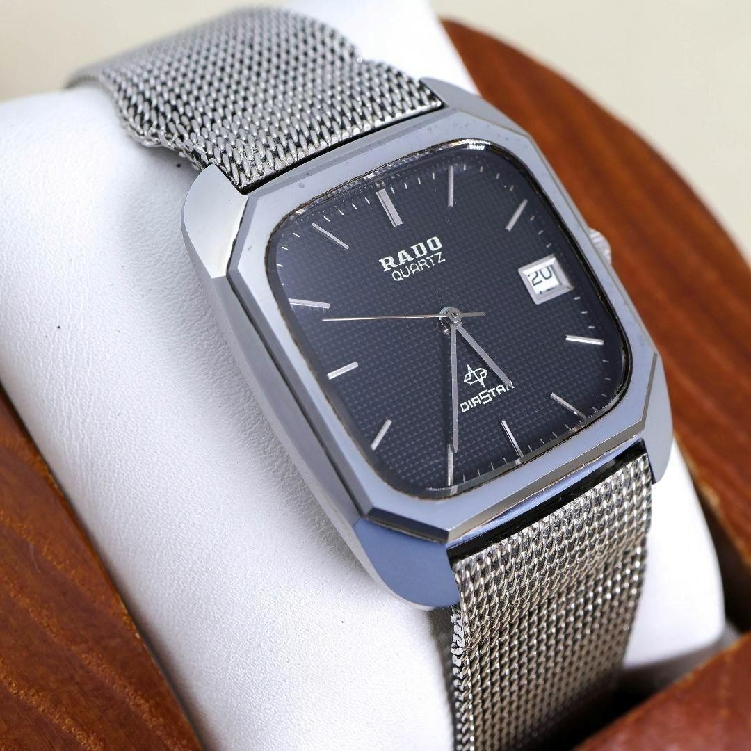 RADA Diastar Quartz Mens Watch with Black Dial Rare Vintage Timepiece