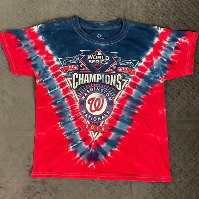 Washington Nationals Shirt Tie Dye World Series Liquid Blue Boys Youth Small