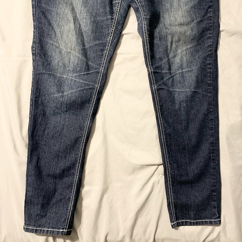 Crest Jeans Women 16 Dark Blue White Stitch Skinny High Rise Stretch Ramie Blend - Picture 3 of 21