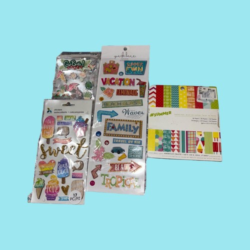 Summer Tropical Beach Travel Scrapbooking Journal Stickers Card stock Lot 4 Ct - Picture 2 of 10