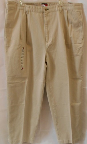 Tommy Hilfiger Mens 40 X 29 Tan Khakis Chinos Pants Cotton Pleated Front  - Picture 1 of 9