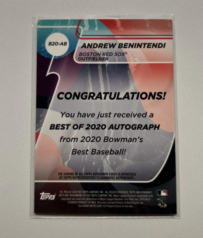 2020 Bowman's Best Auto Andrew Benintendi Green Refractor 38/99 - Image 2 of 3