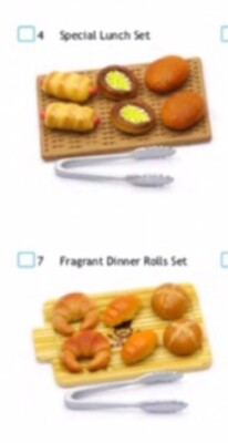 Megahouse (2005)  Fresh Bread Bakery #4 #7, 1:6 mini Re-ment size dollhouse food