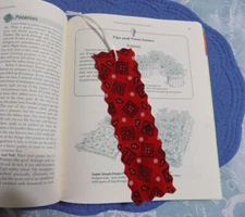 Bookmarks Fabric or Cloth RED BANDANA with White Ribbon Handmade