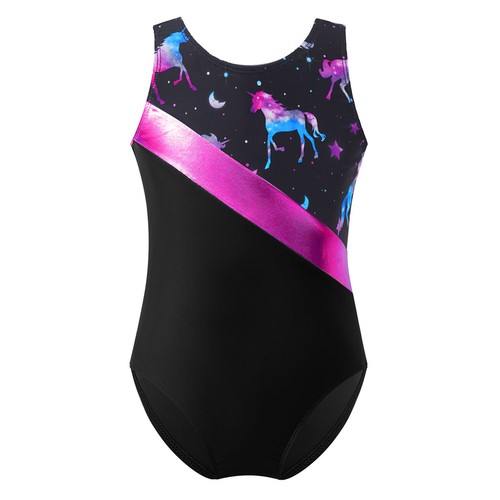 Kids Girls Swimwear Zipper Bathing Suit Bodycon Bodysuit Athletic Sunsuit Shiny - Picture 19 of 54