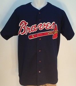 atlanta braves button up jersey