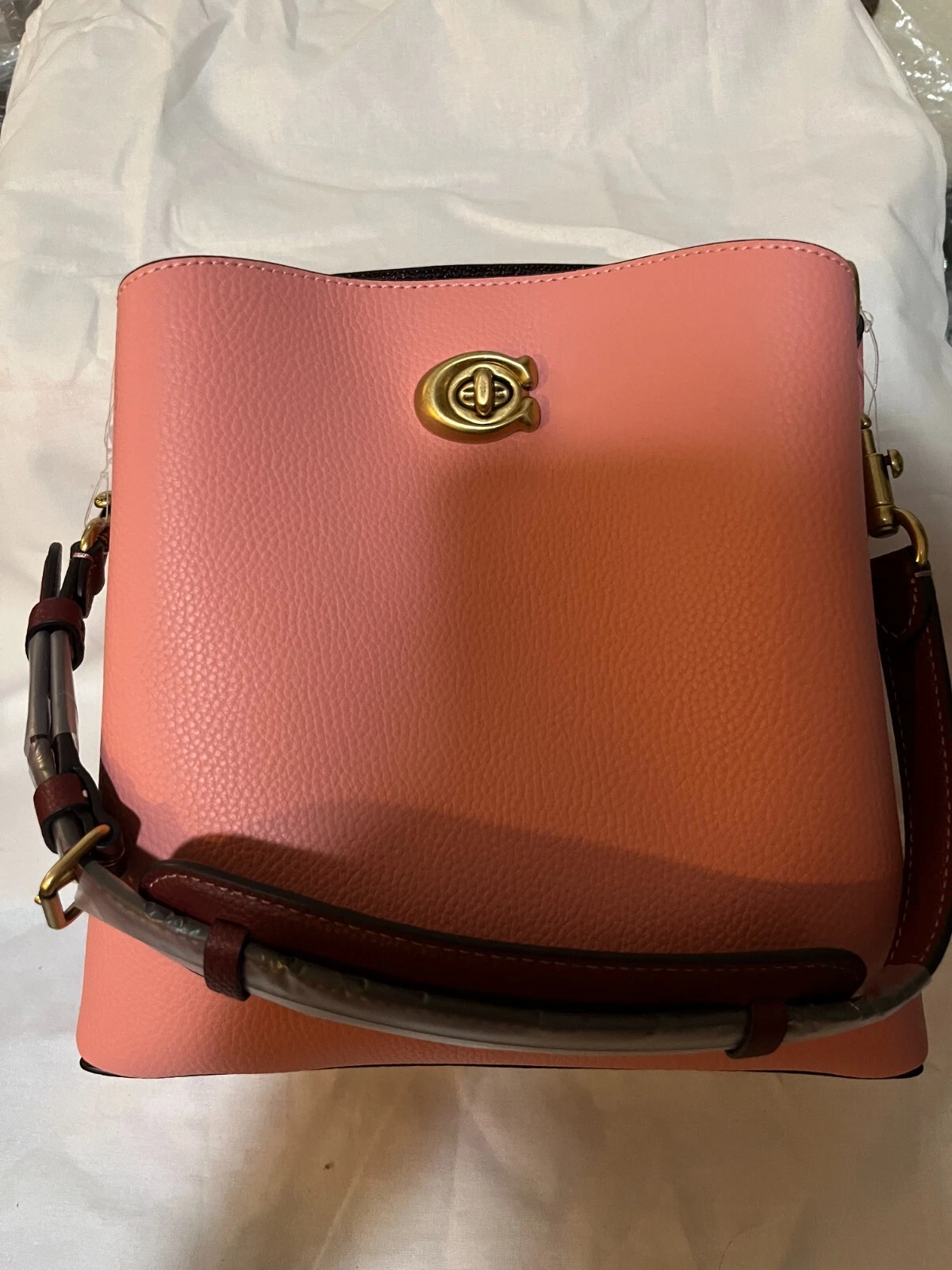 COACH SECCHIELLO IN PELLE DI SALICE Colorblock TOTE in rosa caramella multi prezzo al pubblico $398