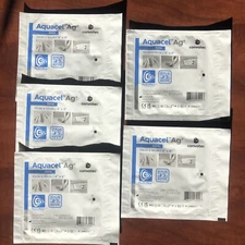 Aquacel Extra Ag+ Hydrofiber 10cm x 10cm, 4"x4" x5 Dressing wound care