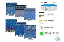 SmartLine 20' x 52” Round Unibead 20 Gauge Swimming Pool Liner - Choose Pattern