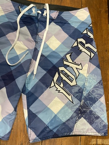 Fox mens board shorts fox riders & co Purple Blue White Shorts Size 36 FAST POST - Foto 3 di 7
