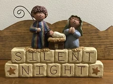 BLOSSOM BUCKET SUZI SKOGLUND SIGNED SILENT NIGHT SHELF SITTER FIGURINE NATIVITY
