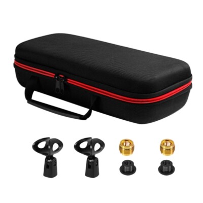 Double Microphone Case EVA Case With Mic Stand Holder Mic Adapter