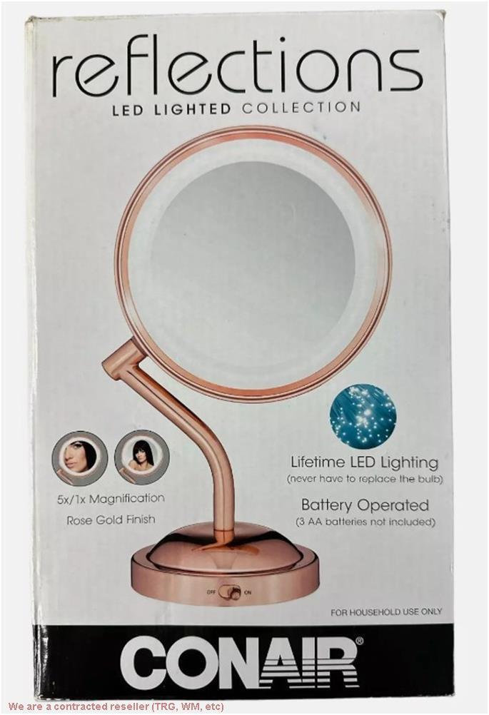 Вращающееся зеркало Conair из розового золота с 5-кратным увеличением