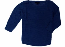 Fever Women's Popcorn Knit Pullover 3/4 Sleeve Sweater Top British Blue