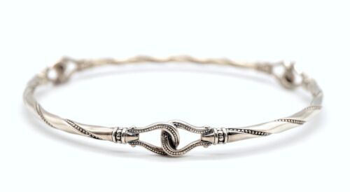 Scott Kay Sterling Silver Equestrian Bangle Bracelet Twisted Beaded Links EUC! - Picture 2 of 5
