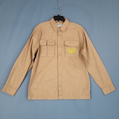 Caterpillar CAT Men's Urban Passage Long Sleeve Work Shirt Oak Buff Brown Size L