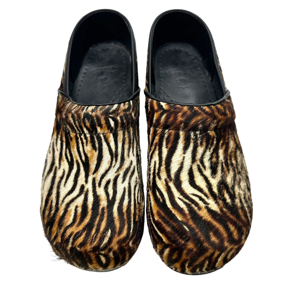 DANSKO CALF HAIR ANIMAL PRINT ZEBRA CLOGS SHOES WOMEN S EU SIZE 40