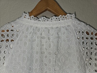 tiered popover dress in embroidered eyelet NWT J.Crew Tiered Popover Dress in Embroidered Eyelet Size Small White 4 6