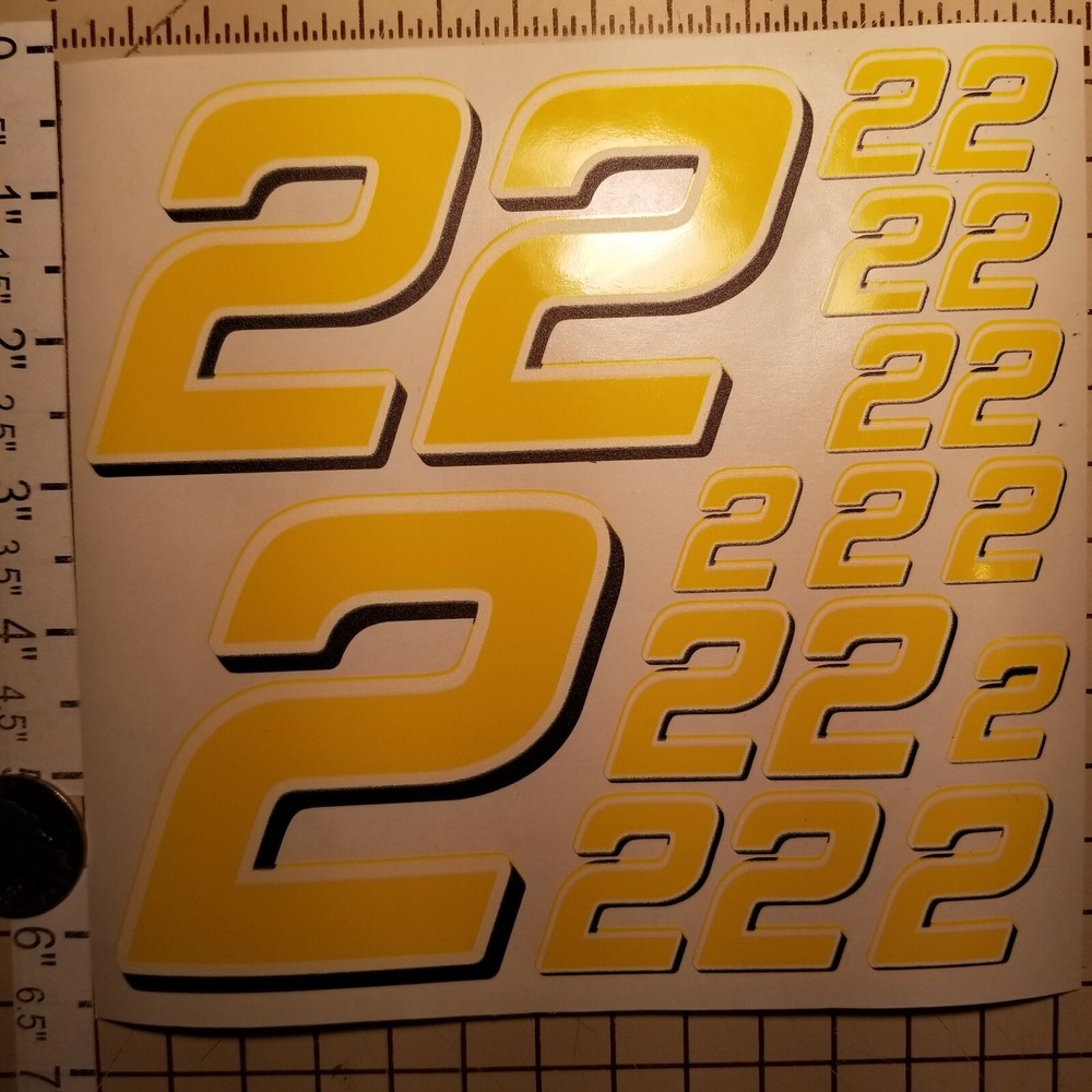 Yellow w/White & Black #2's  Racing Numbers Vinyl Decal Sheet 1/10-1/12 slash