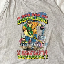 Vtg 90s Bowling Muscle Tank Size XL Lebowski Novelty Graphic