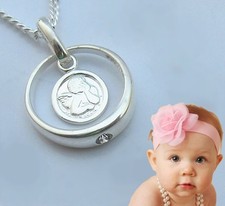 Taufring Echt Silber Schmuck mit Kette Taufcollier Taufschmuck Baby Kinder neu