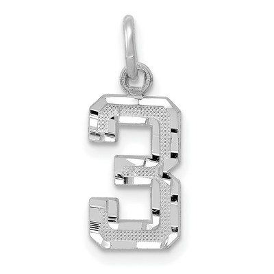 14K White Gold Small Satin Number 3 Charm 14K White Gold Small Satin Number 3 Charm