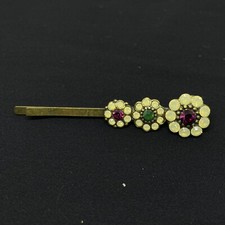 Michal Negrin Romantic hair pin clips hand made Crystals flowers Israel