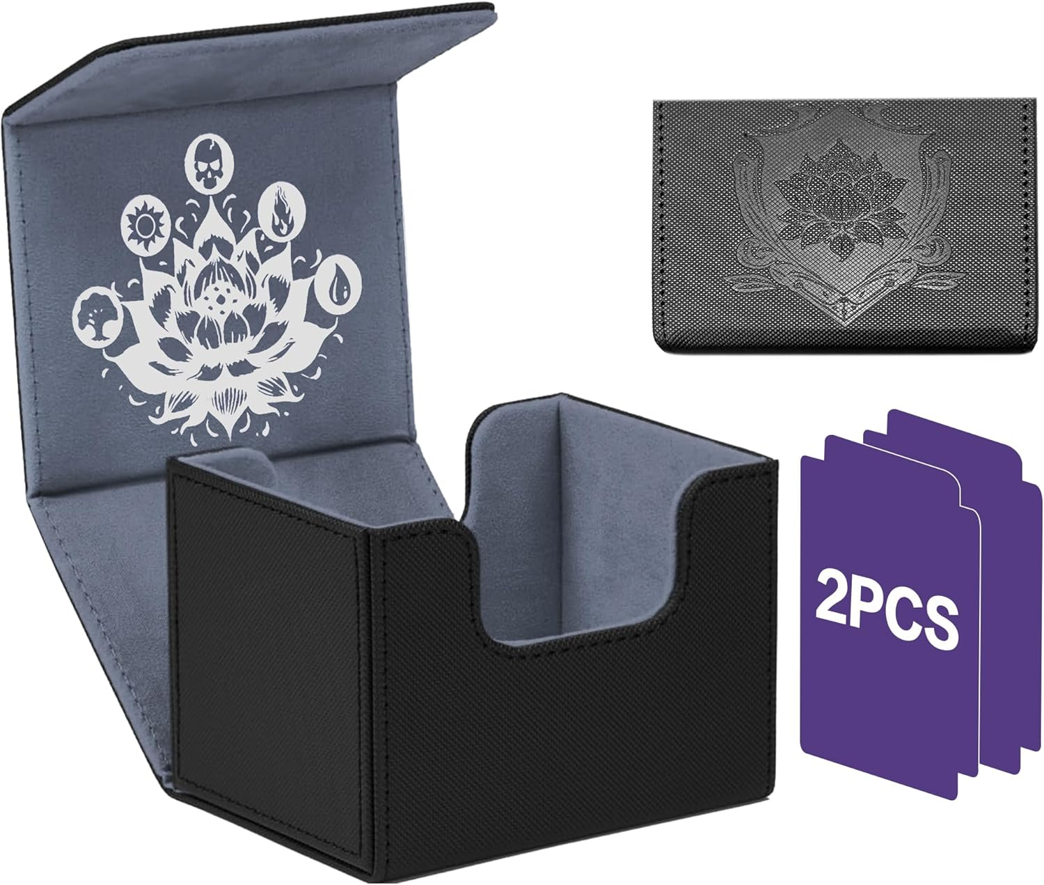 MTG Commander Deck Box with 2 Dividers, Fits 120+ Single Sleeved Cards, Strong M