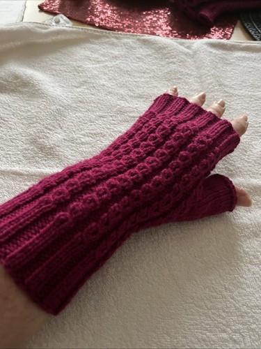 Stulpen, warme Armstulpen, Pulswärmer, Handschuhe handgestrickt, weinrot