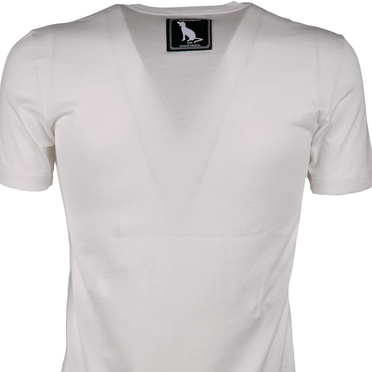 DOLCE & GABBANA Cotton T-Shirt with Dog Print and Logo