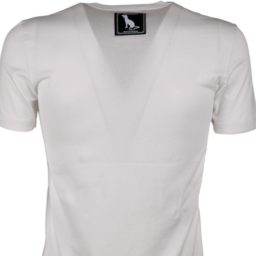 DOLCE & GABBANA Cotton T-Shirt with Dog Print and Logo Patches White 11077 - Picture 5 of 5