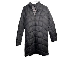 Eddie Bauer Jacket Women's Medium Black Puffer Full Zip Parka EB650 Solid Down