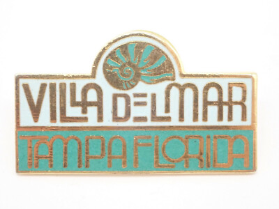 Villa Del Mar Tampa Florida Shell Gold Tone Vintage Lapel Pin 