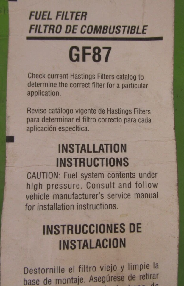 Fuel Filter Hastings p/n GF87 For BUICK, CADILLAC, CHEVROLET, OLDSMOBILE GF-87 - Image 2 of 3
