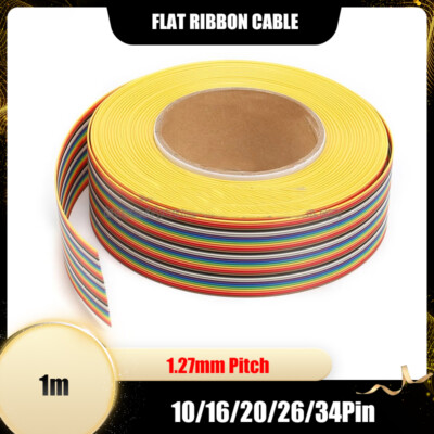 E02 Drahtlänge 1m Flachbandkabel 10/16/20/26/34 Pin Grau 1.27mm Pitch | 300V