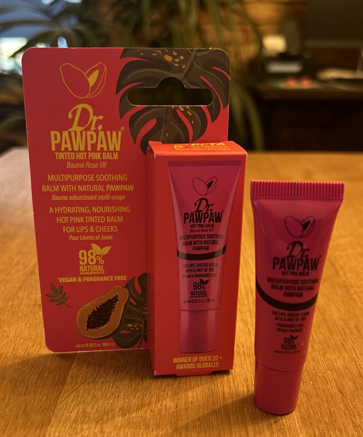 Dr.PawPaw TINTED HOT PINK Multipurpose Balm 10ml, Soothing Hydrating Nourishing