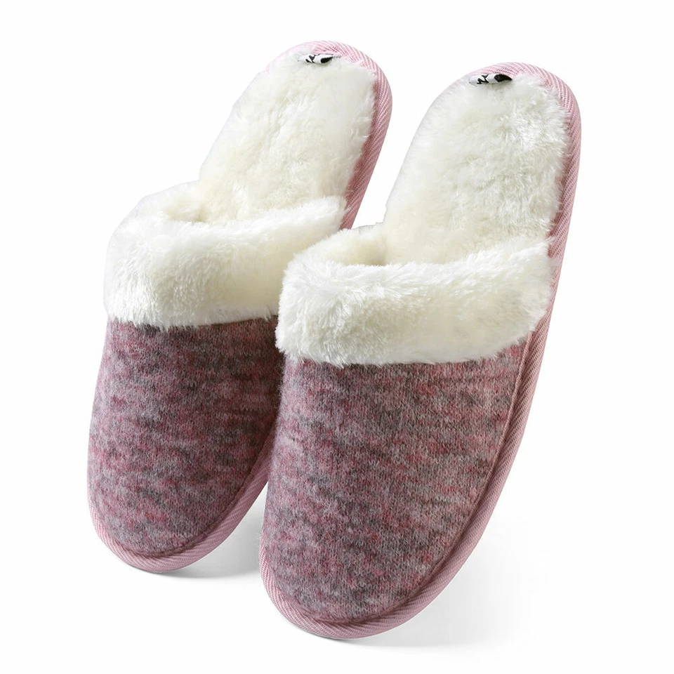 Zapatillas de algodón con suela de espuma viscoelástica suave antideslizantes para mujeres zapatos de interior de punto para casa Foto 3 de 4