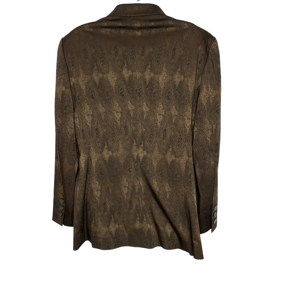 Escada Margaretha Ley Blazer  EU 42 US 10 Faux Snakeskin Brown Buttons Career - Image 4 of 4