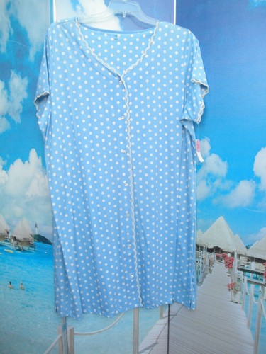 NEW by PINK K, SLEEPWEAR DRESS, HOUSE COAT, LOUNGER,NIGHT GOWN PLUS SIZE 2X BLUE - Picture 6 of 7