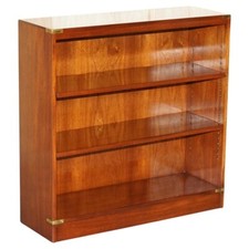 REH KENNEDY HARRODS LONDON SOLID MAHOGANY CAMPAIGN DWARF LIBRARY BOOKCASE