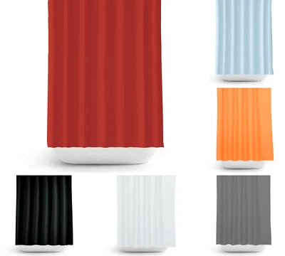 TROPIK HOME Fabric Extra Long Shower Curtain, White Black Red Orange Blue Grey 180 x 200CM